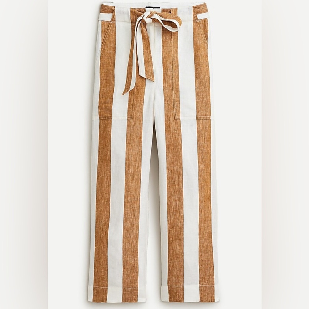 J. Crew Tie-waist Linen Pant in Stripe